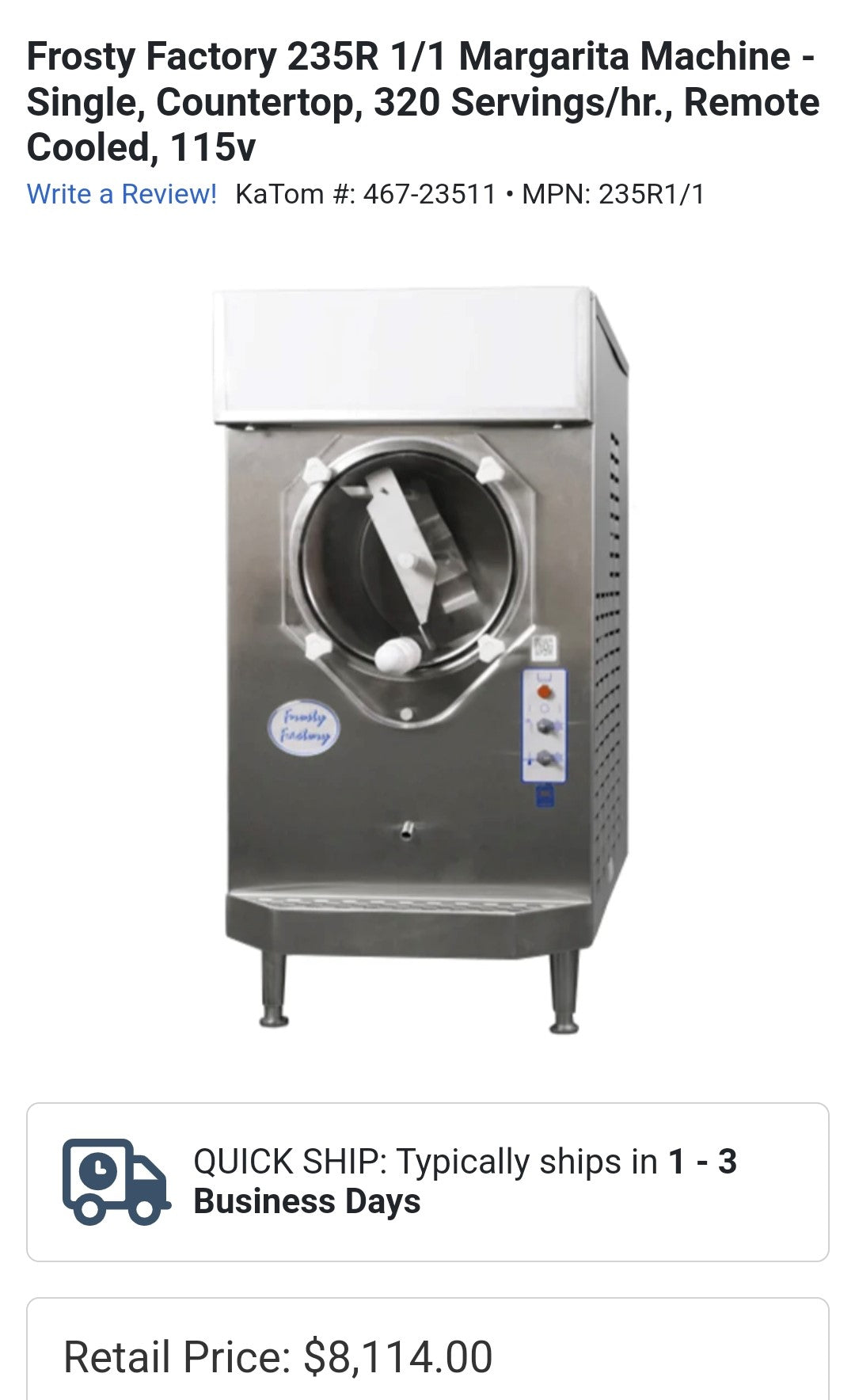 Frosty Factory Margarita Machine